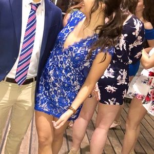 Blue Floral Lace Cocktail Dress Size 0 Aidan Mattox